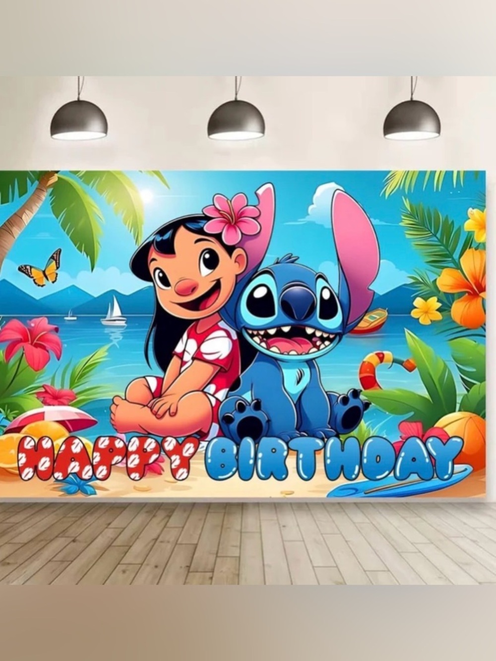Stitch Birthday Decorations Wall Decor Backdrop , Cute Banner